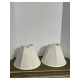 PAIR OF IVORY FABRIC LAMP SHADES - HEXAGONAL
