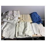 BED LINENS LOT - EMBROIDERED FLORAL SHEETS, IVORY