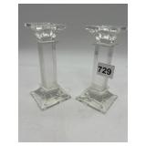 PAIR OF CRYSTAL GLASS CANDLESTICKS - MATERIALS:.