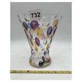 ART GLASS VASE - CLEAR WITH APPLIED MULTICOLOR