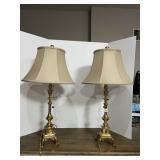 PAIR OF BRASS CANDLESTICK TABLE LAMPS - TALL
