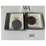 WENDELL AUGUST - TWO BRONZE MEDALLIONS, BUILDING