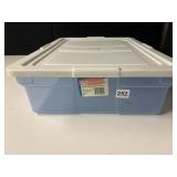 BERMAID - STORAGE TOTE WITH LID, BLUE AND WHITE,
