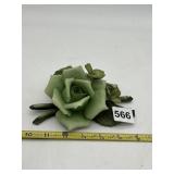 CAPODIMONTE GREEN ROSE WITH SHAMROCKS