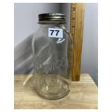 SAMCO SUPER MASON - VINTAGE EMBOSSED GLASS JAR,