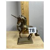 BRASS UNICORN FIGURINE - REARING POSE,
