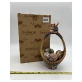 JIM SHORE EASTER BASKET WITH BUNNY COUPLE AND 5