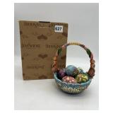 JIM SHORE EASTER BASKET WITH 5 EGG SCULPTURE