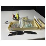 MIXED OFFICE SUPPLIES LOT - PENS, PENCILS, GARDEN