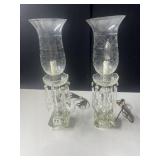 VINTAGE CRYSTAL LAMPS WITH HURRICANE GLOBES 17.5'