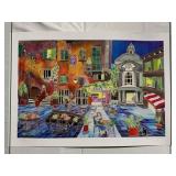 SIGNED MIXED MEDIA ILLUSTRATION - URBAN ROOFTOP