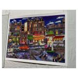 SIGNED PRINT - WHIMSICAL PARISIAN STREET SCENE W/
