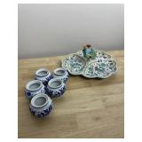 ITALY 3 SECTION DIVIDED DISH - FLAKE ON ROOSTERS