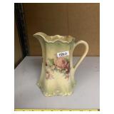 CERAMIC PITCHER W/ FLORAL DECORATION - CREAM