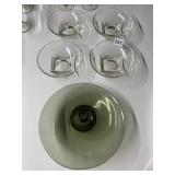 MCM GREEN GLASS CANDLE HOLDER AND 4 BOWLS