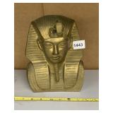 BRASS EGYPTIAN PHARAOH BUST - TUTANKHAMUN FORM,