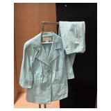 DONCASTER LEATHER JACKET SIZE 16W, BLUE PANTS