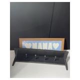 BLACK WOOD WALL SHELF AND PICTURE FRAME NANA