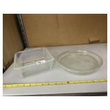 PYREX GLASS BAKING DISH AND RECTANGULAR STORAGE