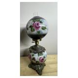 GONE WITH THE WIND STYLE PARLOR LAMP MILK GLASS