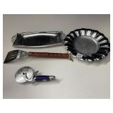 KITCHEN AID PIZZA CUTTER, SERVING PLATE, ETC.