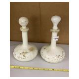 PAIR OF PORCELAIN PERFUME BOTTLES - CREAM W/