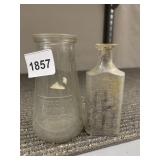 TWO VINTAGE GLASS SPECIMEN BOTTLES - 'PERFECTION