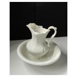 PORCELAIN PITCHER AND BOWL SET SMALL HAIRLINE