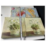 2 SETS OF FLOWER PICTURES ON CANVAS