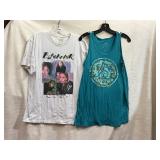 BLACK, PINK K POP TEE SHIRT (HAS STAINING),