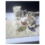 BATHROOM SET WASTE BASKET, SOAP HOLDER, RUG,