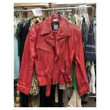 VINTAGE 90S MICHAEL HOBAN NORTH BEACH RED LEATHER