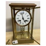 BRASS CASE MERCURAL PENDULUM CLOCK PORCELAIN FACE
