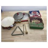 TOY HOUSE KIT, LOG CABIN, CHILD'S CYMBALS,