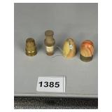 ANTIQUE SEWING THIMBLES - W/ NEEDLE HOLDER AND