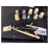 VINTAGE SEWING NOTIONS - ASSORTED THIMBLES, BONE