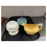 COVERED DISH FOR EGGS, CASTER HOLDER, GRAVY BOAT