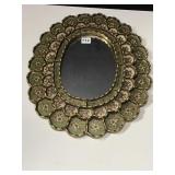OVAL MIRROR, REVERSE PAINTED GLASS FRAME 16 X 20