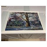 LANDSCAPE WATERCOLOR - MATURE TREE BY WATER W/