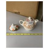 PORCELAIN TEAPOT W/ LID AND SAUCE BOWL - BROWN