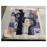 SIGNED MIXED MEDIA COLLAGE - GEOMETRIC ABSTRACT