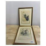 TWO FRAMED PARIS FASHION PRINCE WITH GOLD MAT