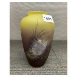 ART GLASS VASE - YELLOW TO CHARCOAL GRADIENT,