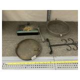 IRON STAND, DISH HOLDER, HAND PAINTED TIN ETC.