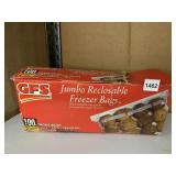GFS JUMBO RECLOSABLE FREEZER BAGS, 2-GALLON SIZE,