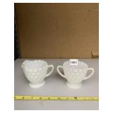 MILK GLASS CREAMER AND SUGAR