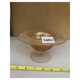 CARNIVAL GLASS COMPOTE - AMBER SWIRL PATTERN,