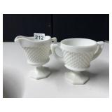 MILK GLASS CREAMER/SUGAR
