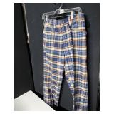 GLEN OAKS VINTAGE SLACKS BLUE CUFFED PLAID PANTS