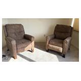2 POWER RECLINER CHAIRS W/ PUSH BUTTON RECLINE-